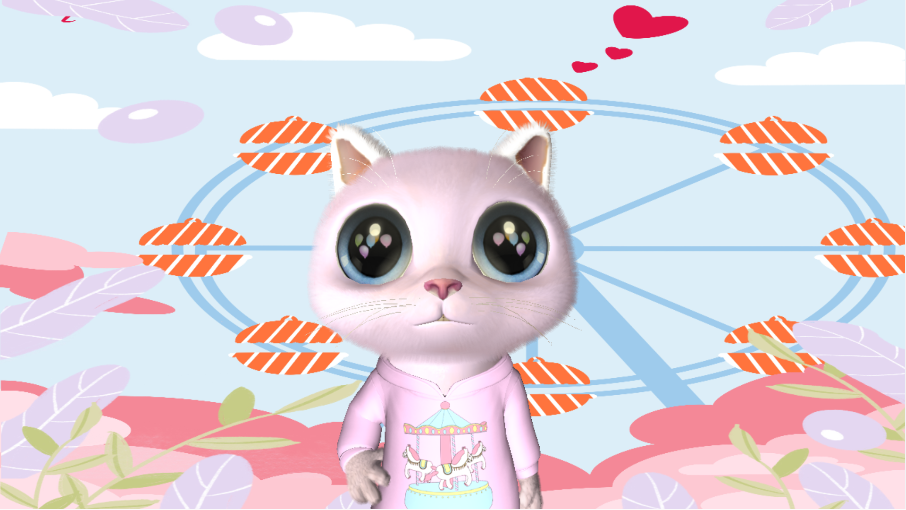 摩天轮下的小猫